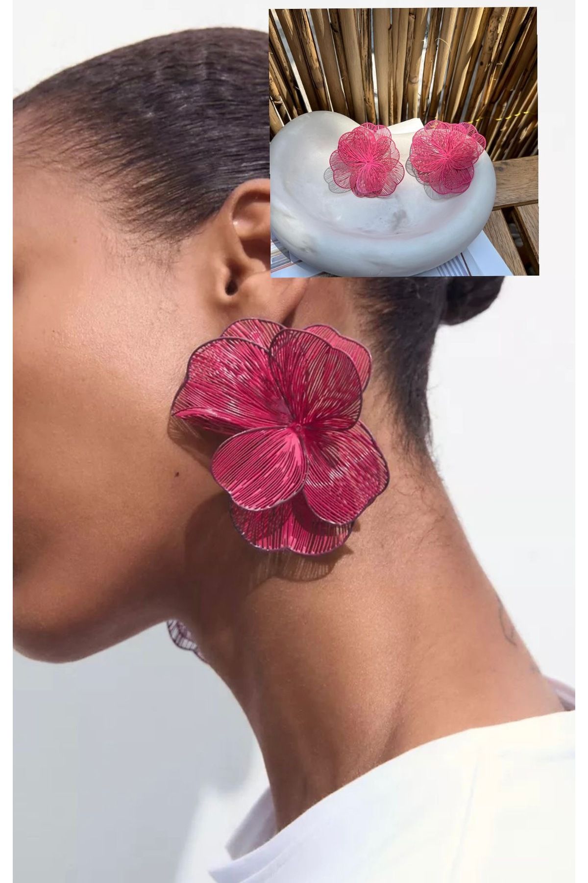 YENGEÇ Marka Model Pembe Çiçek Küpe