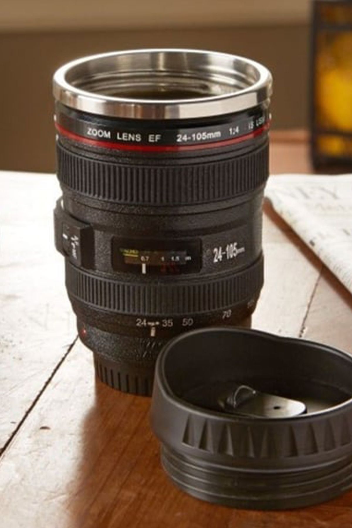 CİYU TİCARET Çelik termos bardak kamera lens tasarımlı termos kupa bardak