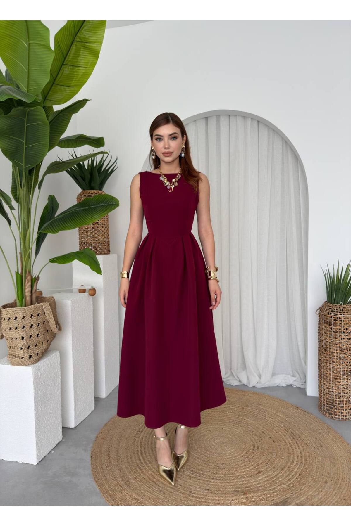 conconmoda Kadın Atlas Uzun Elbise Bea