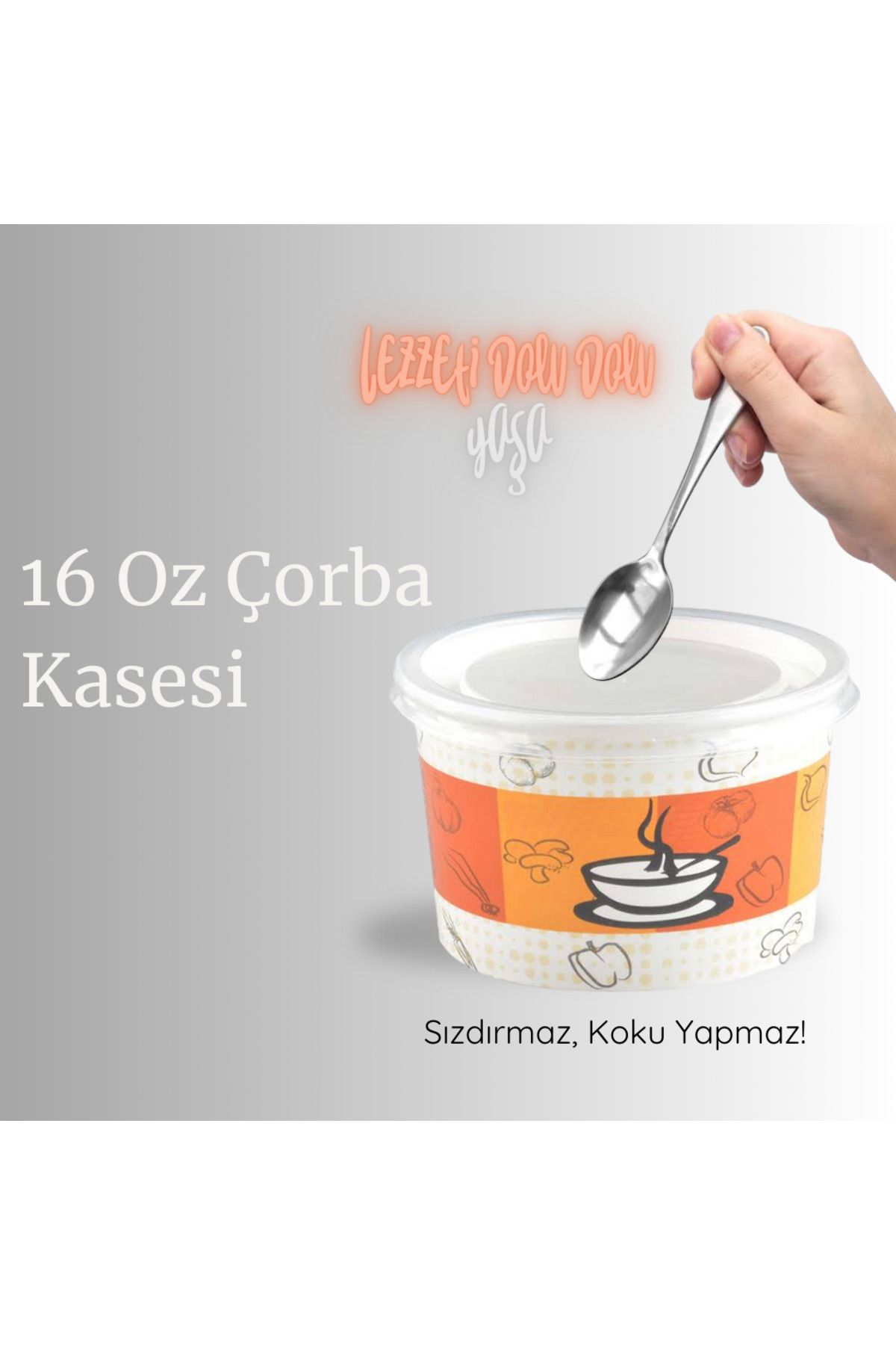 Mikasso 25 Adet Kapaklı Karton Çorba Kasesi 16 Oz (473 Ml) Renksiz 12,5 x 12,5 x 11