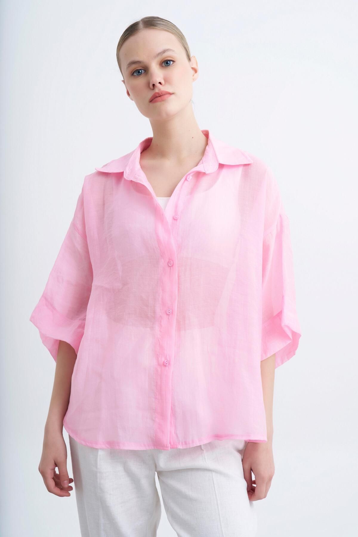 Eliss butik Oversize İpeksi Pery Gömlek
