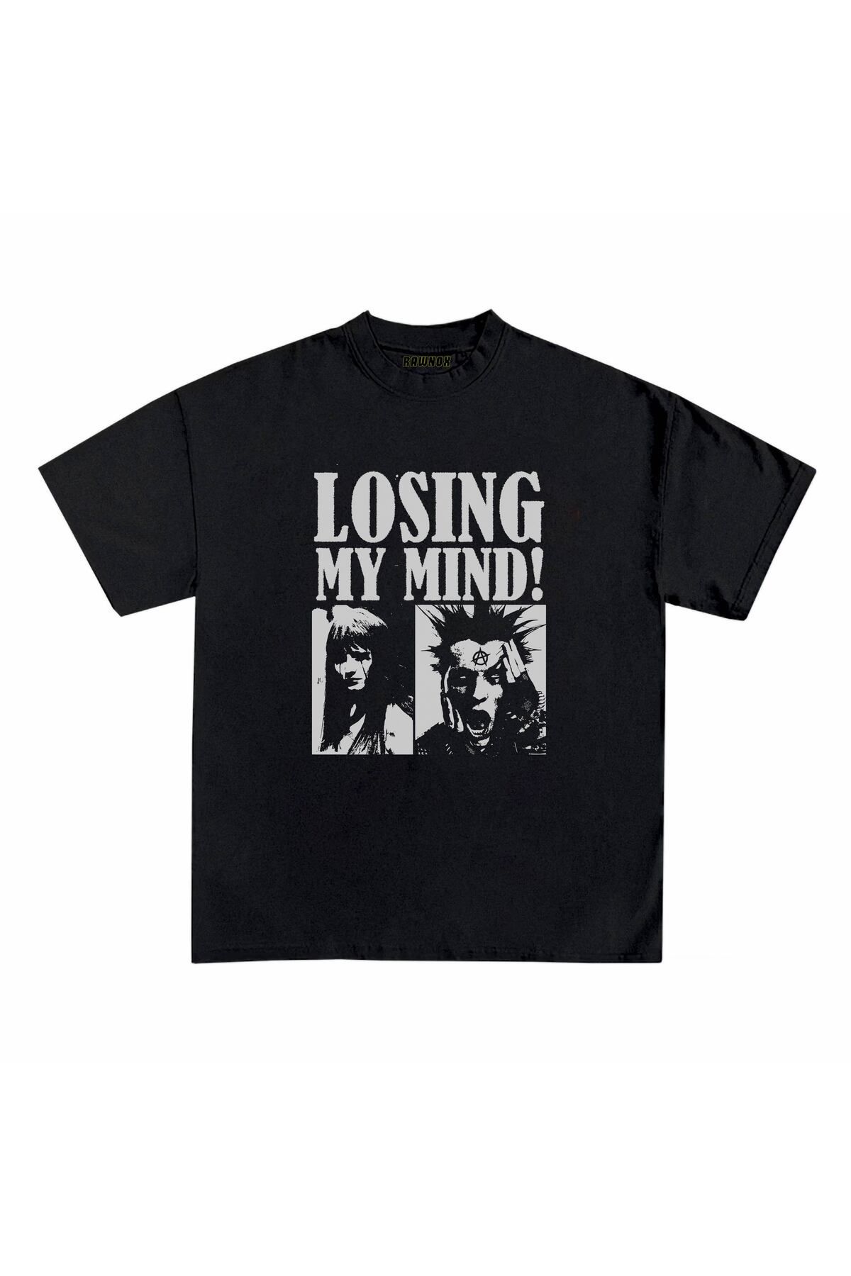RawNox Unisex Bol Kalıp RawNox Özel Koleksiyon Losing My Mind Baskılı Tshirt