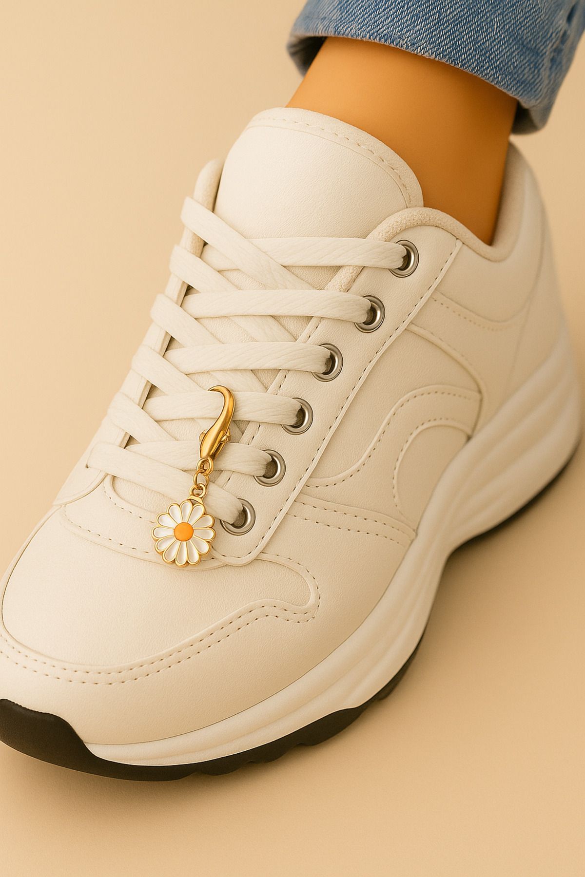 Wisstoria Collections Ayakkabı Charm Papatya Çiçek Model Gold-Sarı Renk