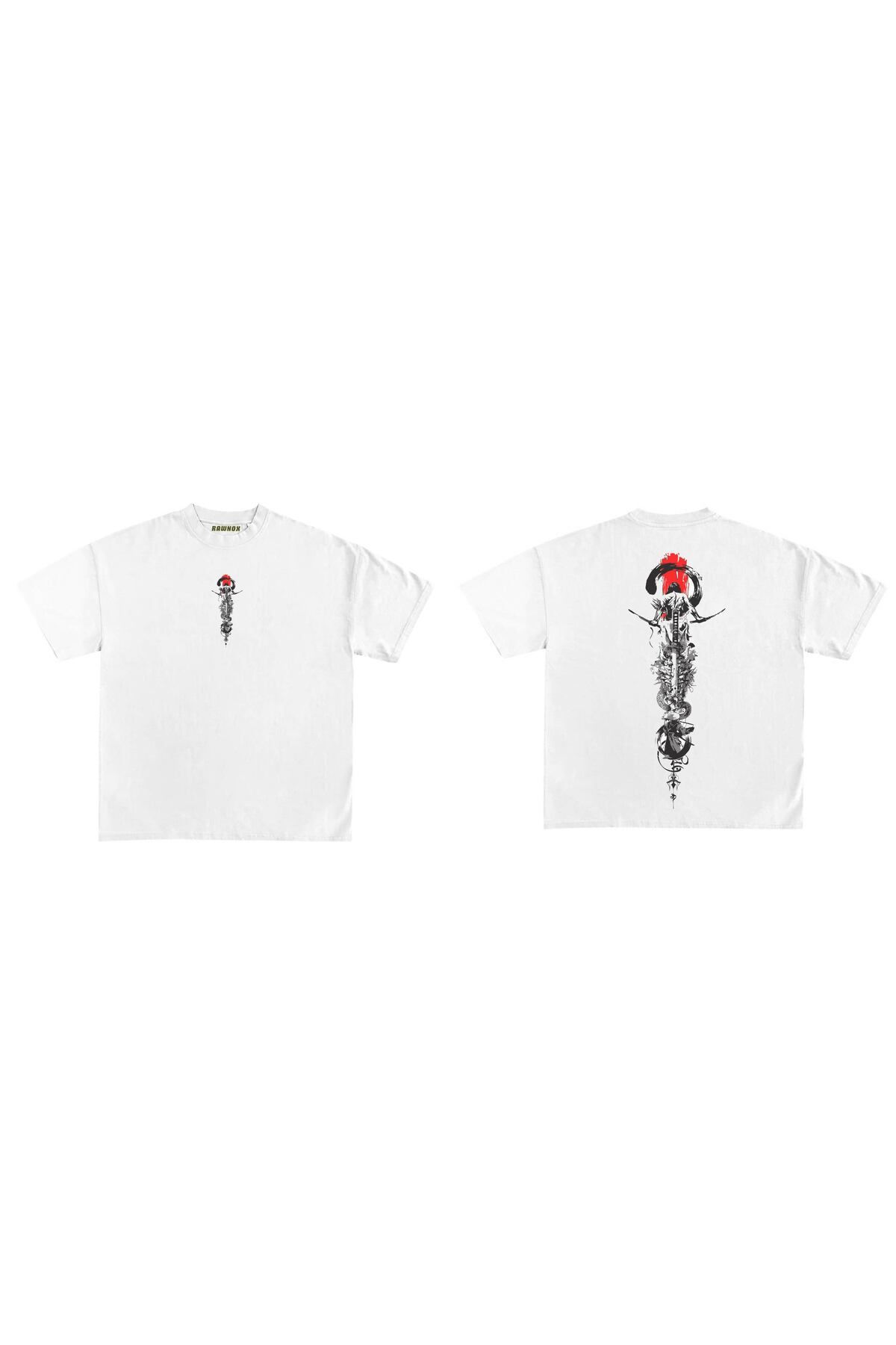 RawNox Unisex Bol Kalıp RawNox Özel Koleksiyon Samurai V2 Baskılı Tshirt