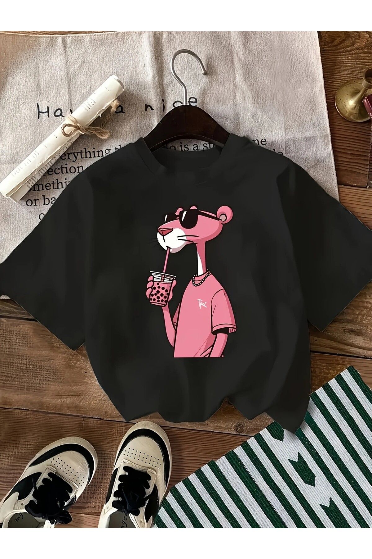 LEIVOR Pembe Panter Baskılı Kadın T-shirt