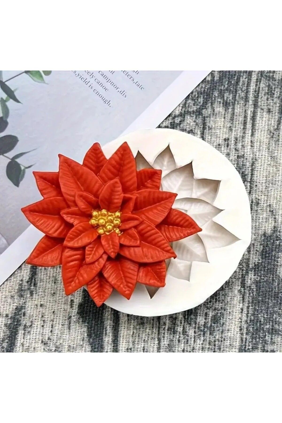 arıca pazarlama Noel Kırmızı Çiçek Mum Sabun Silikon Kalıp