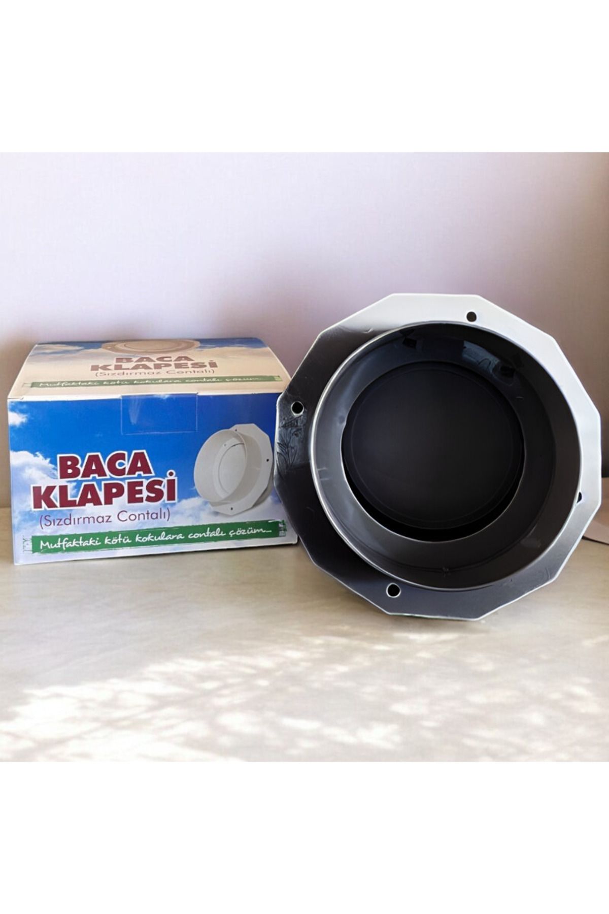 Mikasso Aspiratör Baca Klapesi Çekvalfi Siyah, Davlumbaz Baca Klapesi Koku Önleyici Siyah TR Nemli bir bezle