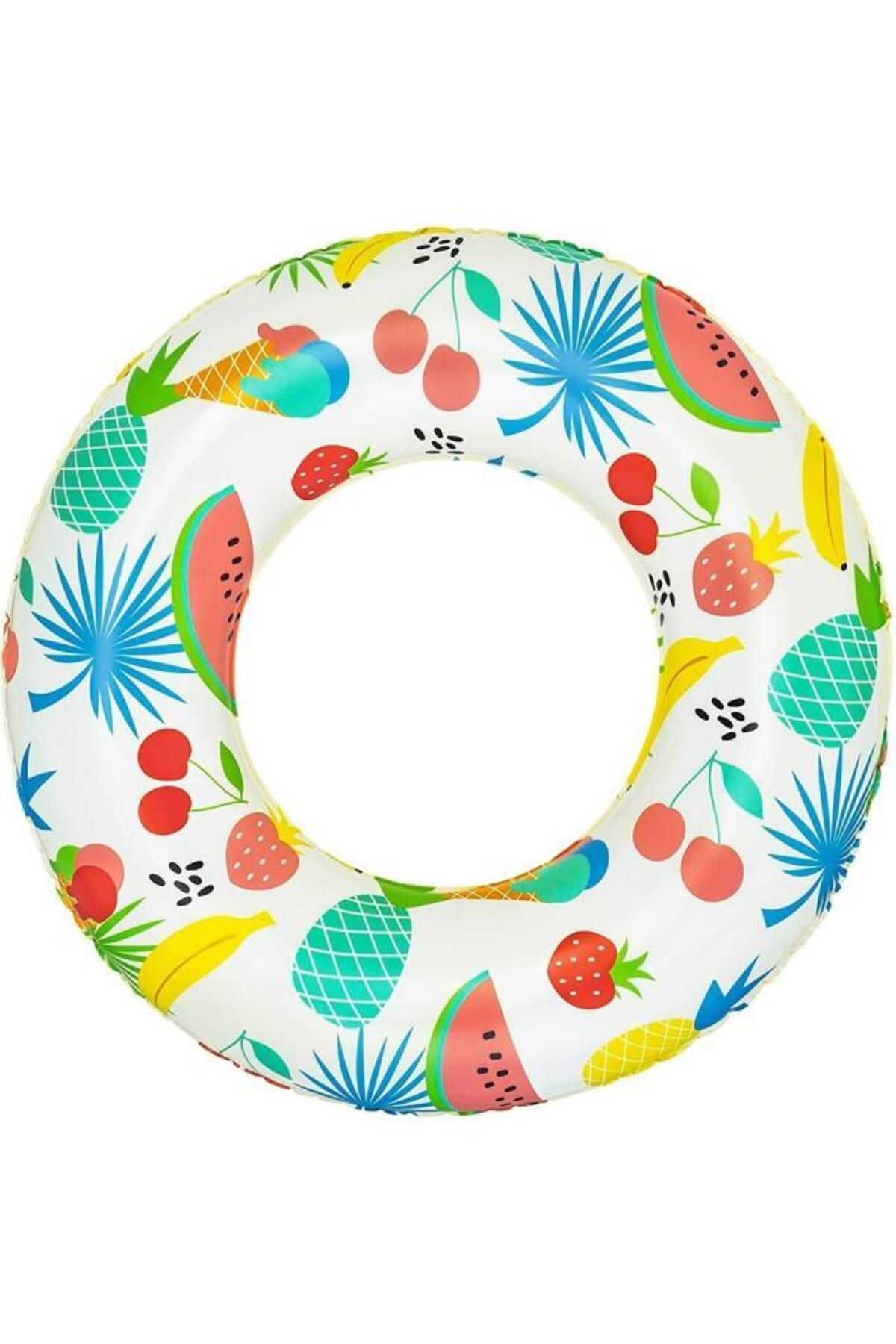 Nirnisa 3-6 Yaş 61 cm Çocuk Deniz Simit Havuz Can Simidi Meyve Desenli Su Tekerleği