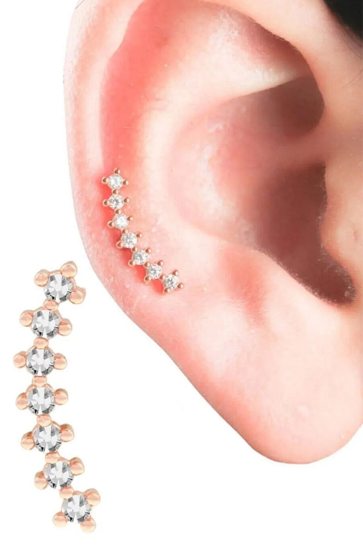 Cadının Dükkanı Zirkon Taşlı Rose Helix-Kıkırdak Piercing