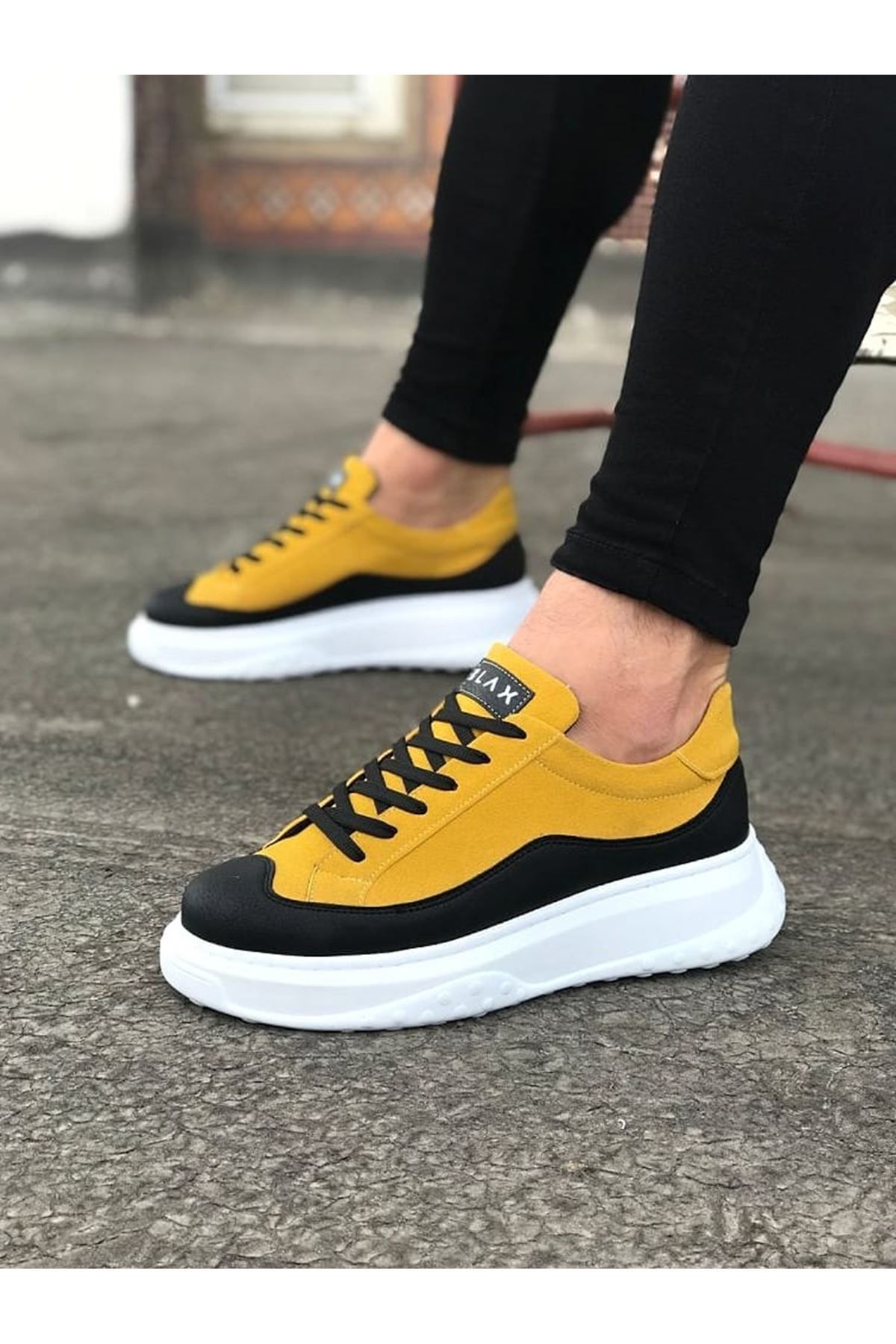 devrialemshoes WG507 Siyah Sarı Erkek Ayakkabı