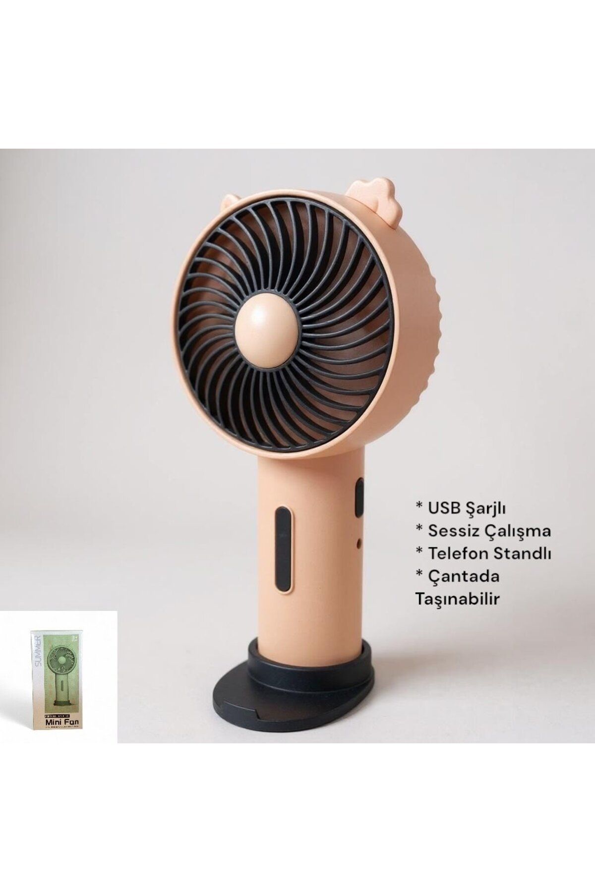 Brokoli Home Summer USB Şarjlı El Fanı I Taşınabilir Mini Fan I Yaz Serinleticisi I Vantilatör I Telefon Stantlı
