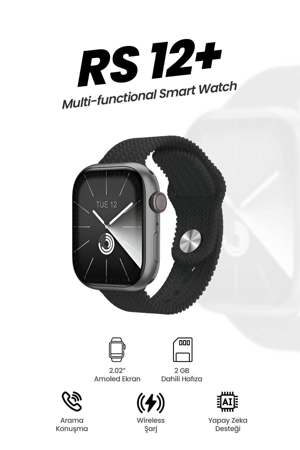 teknotrust Watch10 RS12+ Akıllı Saat Iphone Uyumlu Ve Android Tüm Telefonlara Uyumlu Smartwatch ChatGPT 2GB RAM