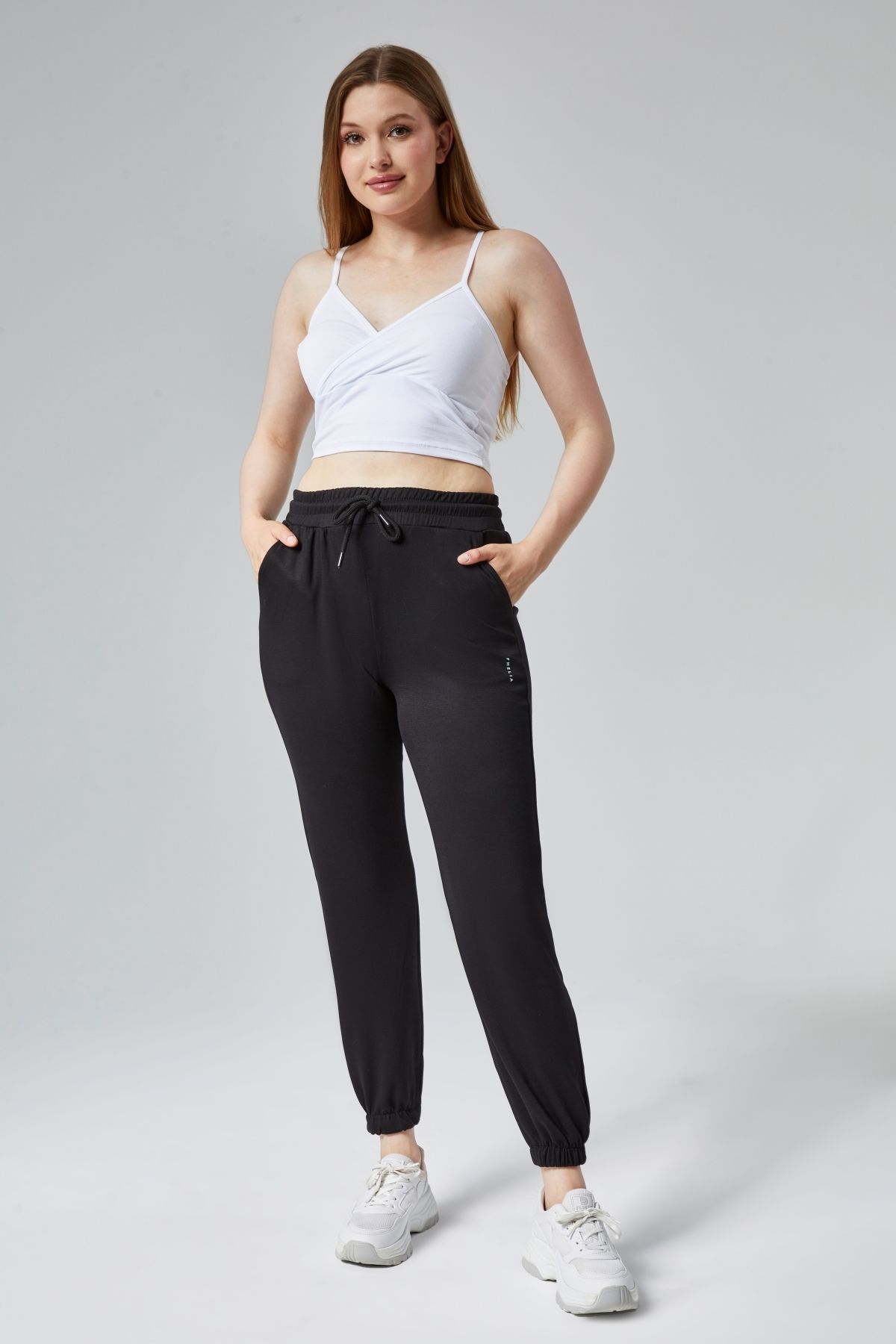 FHELIA Kadın Modal Kumaş Lastikli Paça Tek Alt Jogger Pantolon