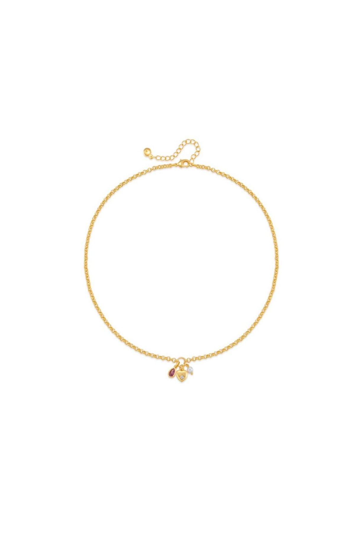 HOUSEKİ Özel Seri Mini Charm Kırmızı Taşlı Kolye