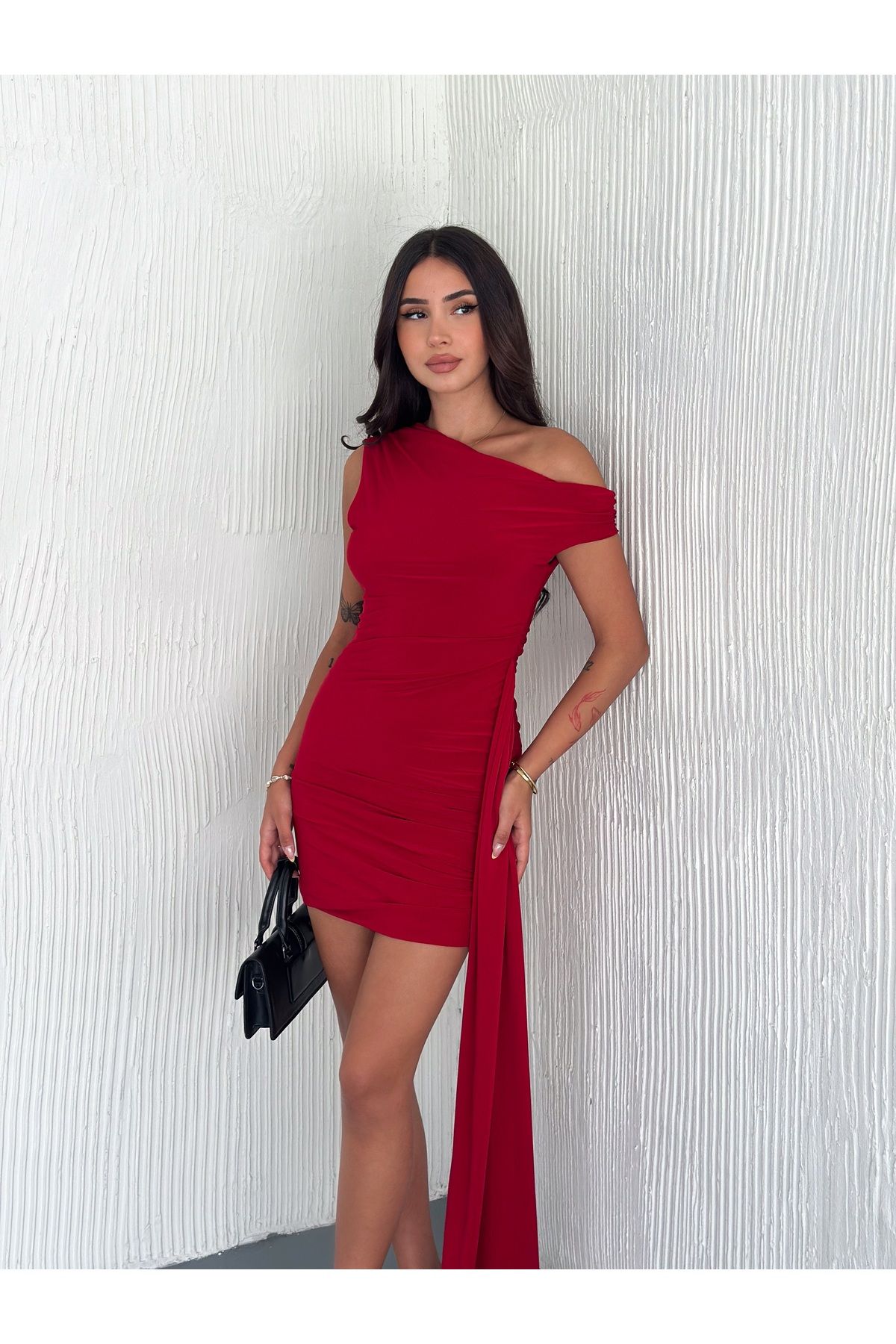MODA Sandy Kumaş Kuşaklı Mini Elbise