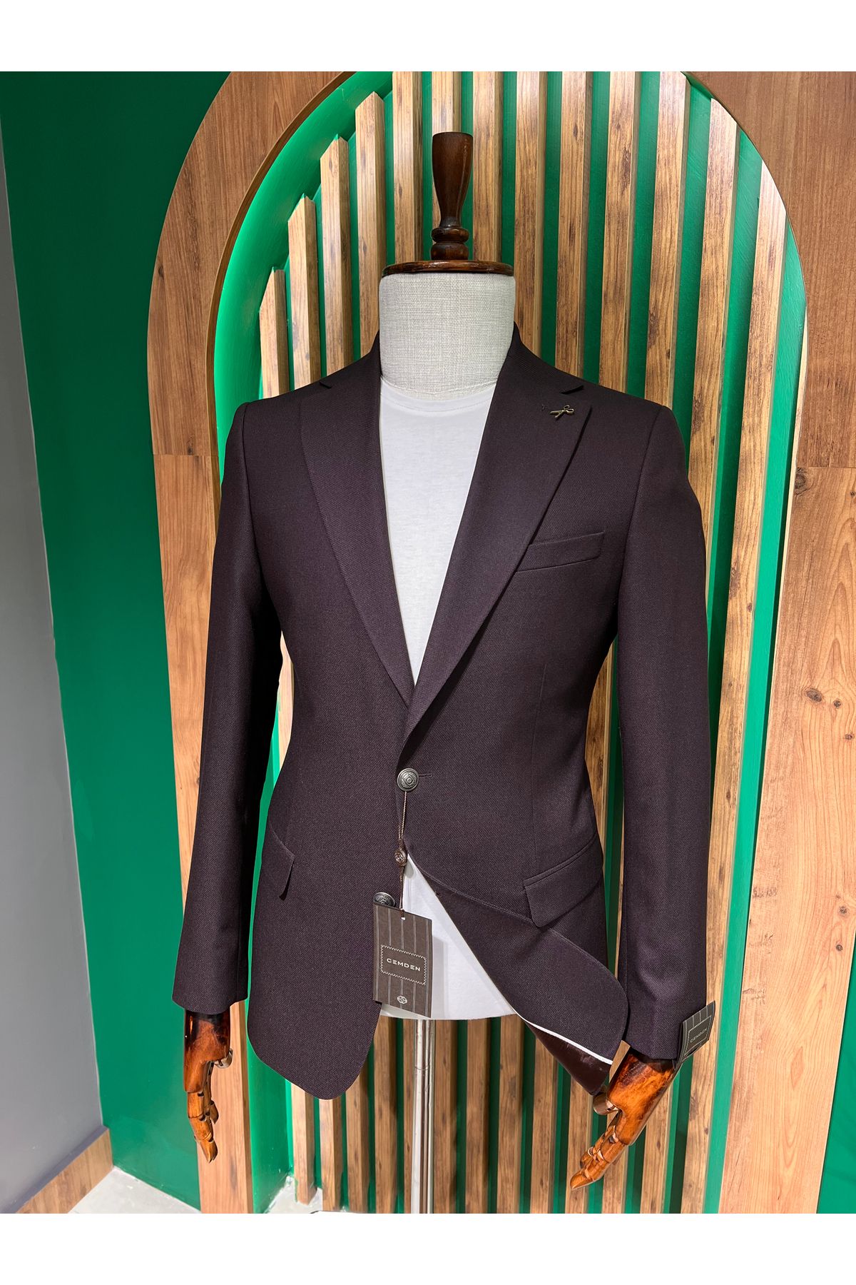 cemden Erkek Bordo Regular Fit Mono Yaka Ceket