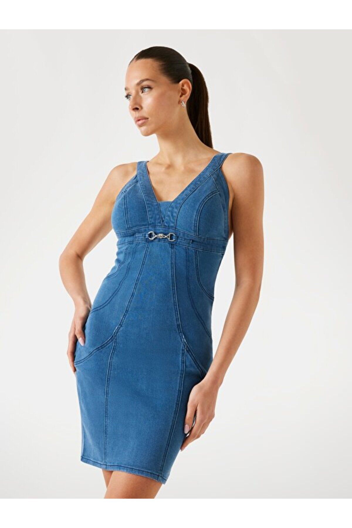 Guess Sl Jewel Kadın Ipek Karışımlı Denim Gömlek