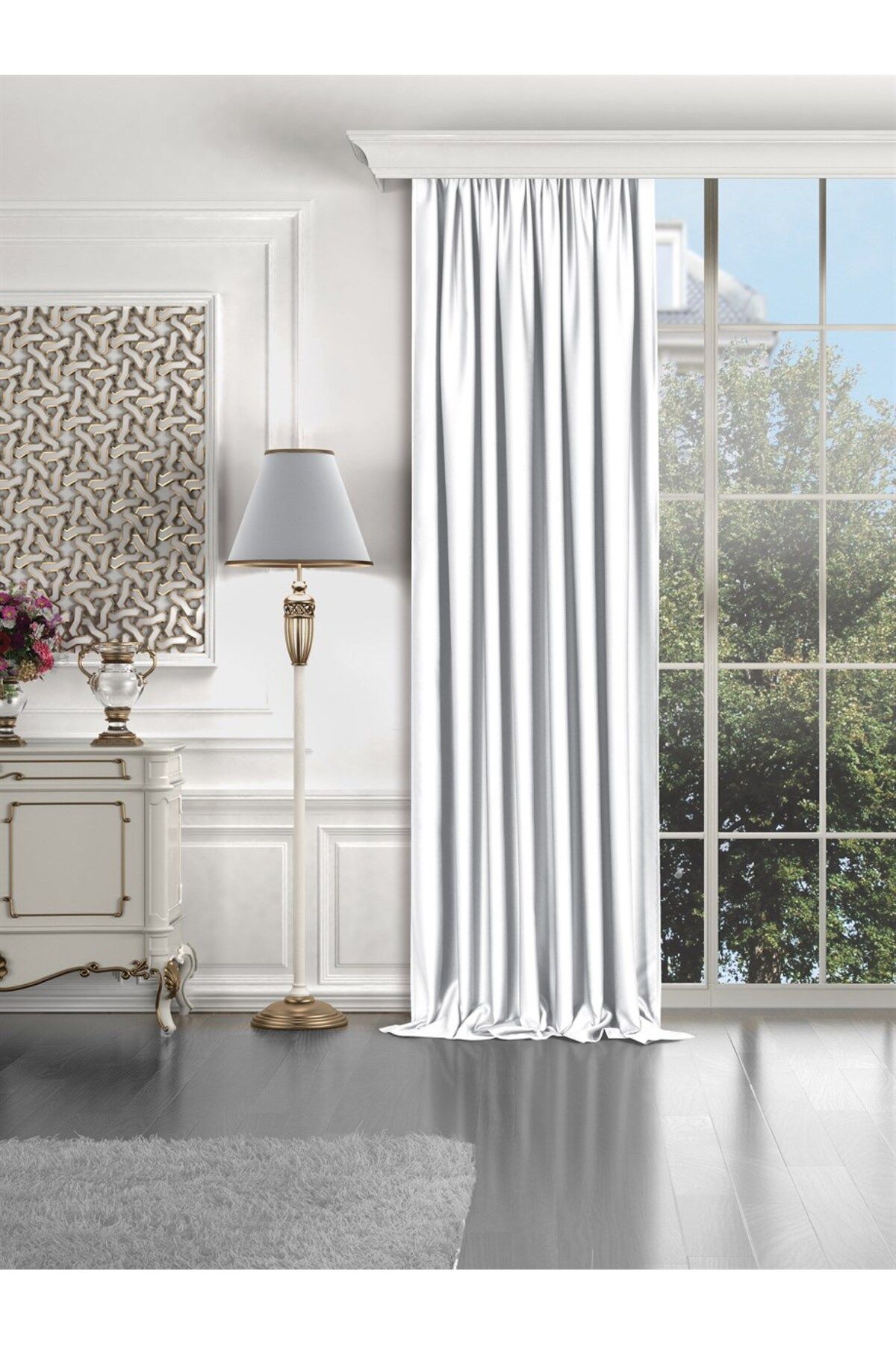 Caserta Home 1/2,5 Orta Pile Premium Blackout Işık Geçirmez Karartma Güneşlik Fon Perde V-33 Beyaz