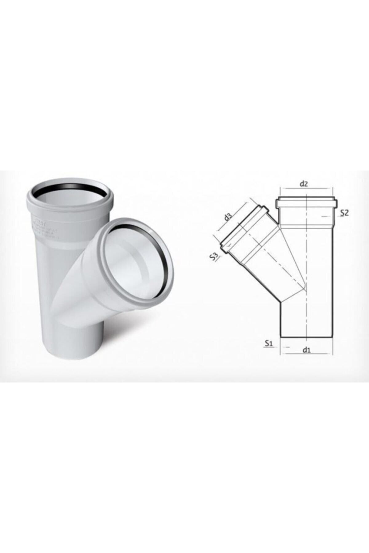 Mikasso Dublex Pvc Atık Su Borusu Pimaş Tek Çatal 70 X 50 Mm.