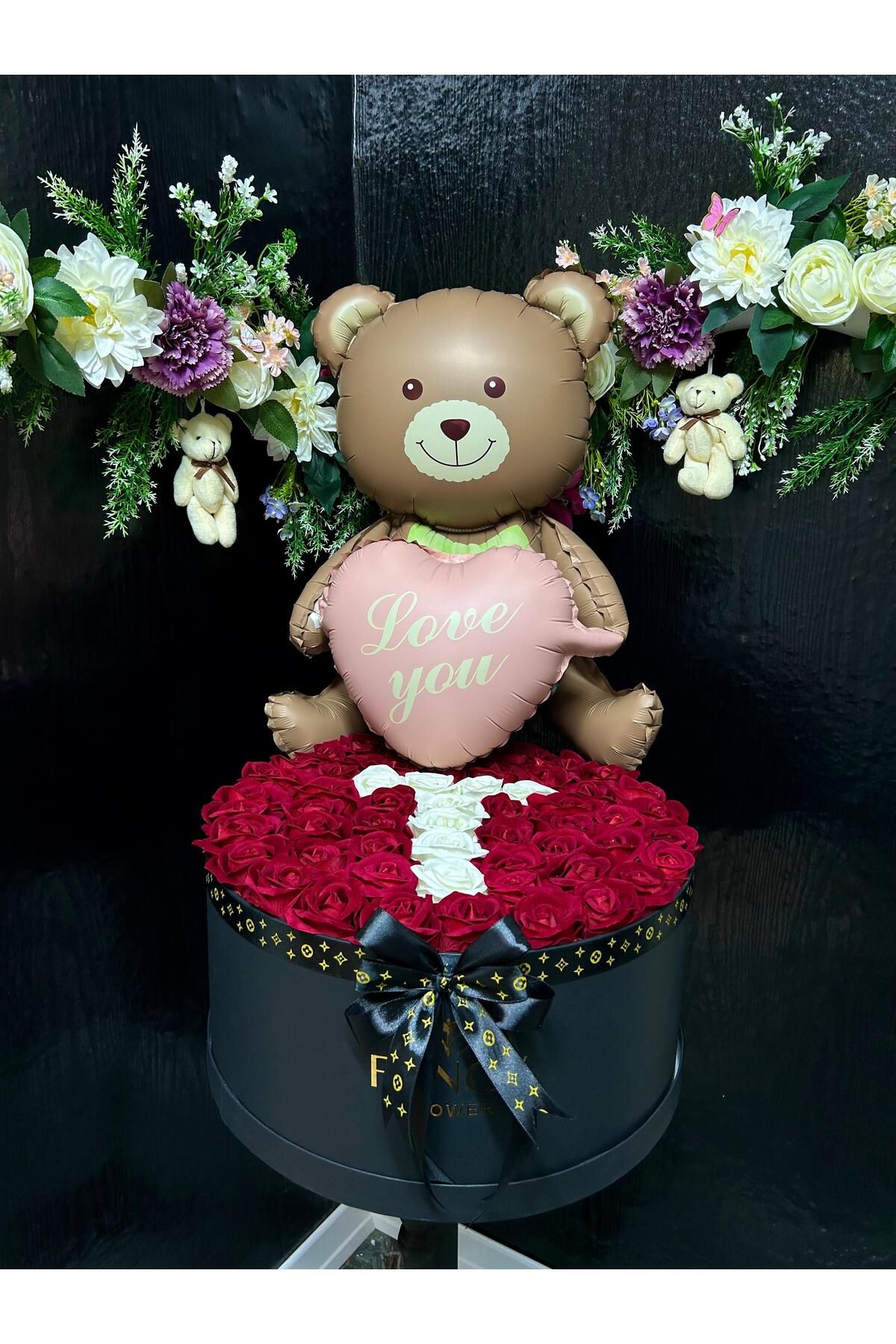 fancyflower Kişiye Özel Dev Harf Kutu ve Ayıcık Balon
