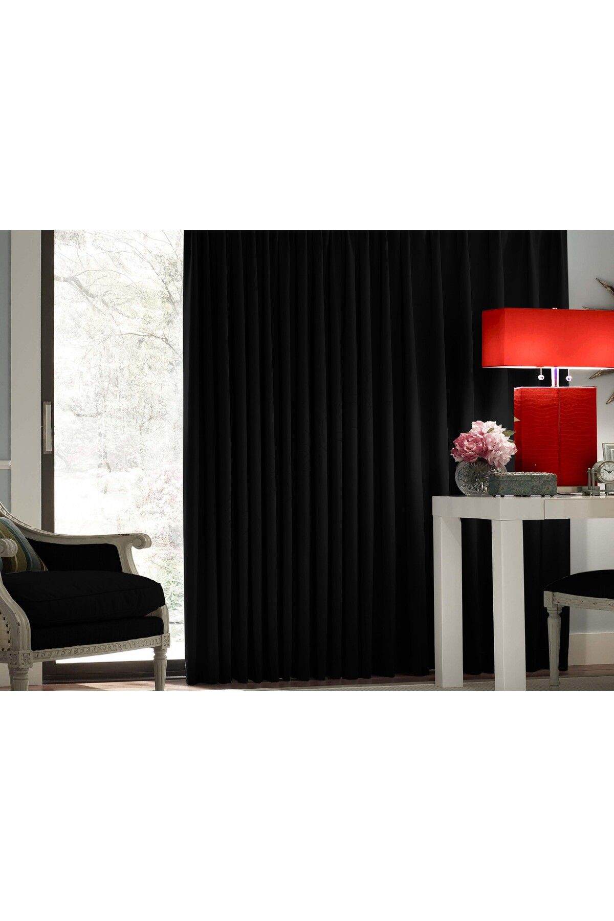 Caserta Home Pilesiz Premium Blackout Işık Geçirmez Karartma Güneşlik Fon Perde V-13 Siyah