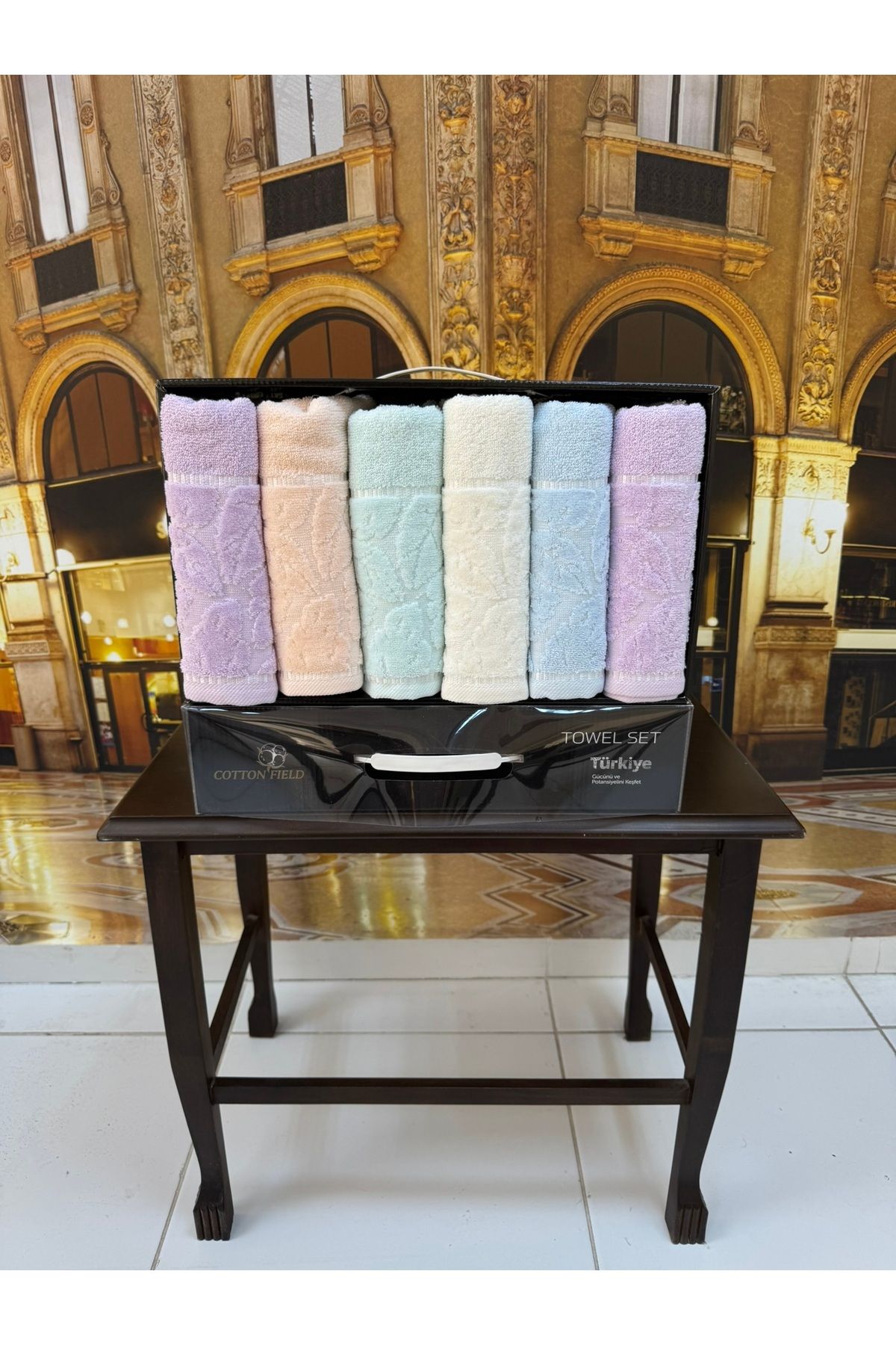 Artiva Home Collection %100 Pamuklu Jakarlı Kısmi Kadife Yaprak Desenli Kutulu Lüx Çeyiz Seti