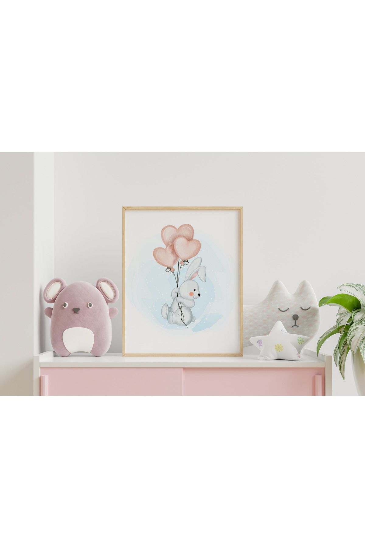 Home Sevimli Tavşan Çerçeveli Çocuk ve Bebek Odası Tablosu