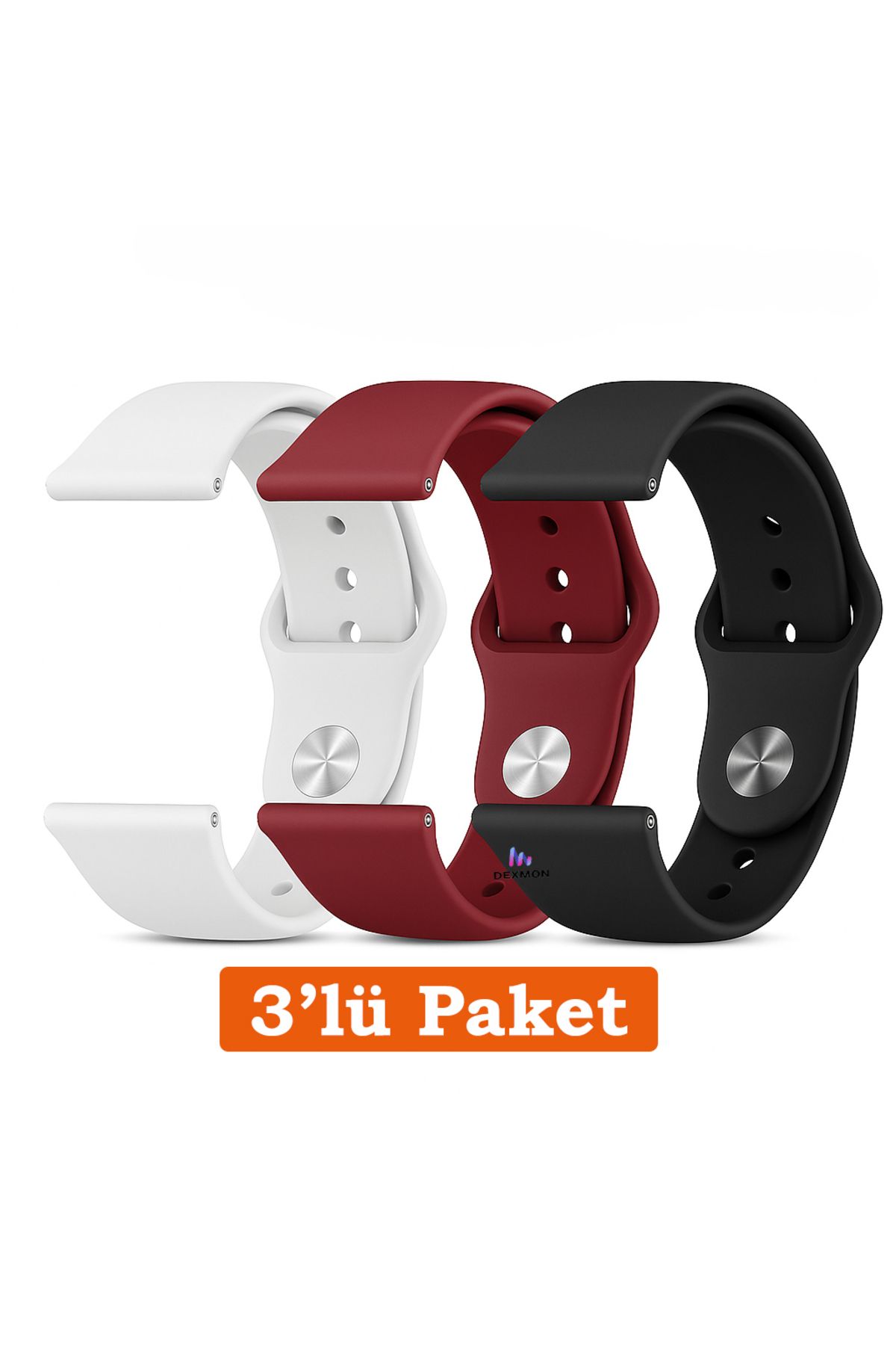 Dexmon Huawei Watch 3 GT GT2 GT2e GT3 GT4 GT5 Pro SE Elite 46mm Uyumlu 22mm 3'lü Paket Silikon Kordon Seti