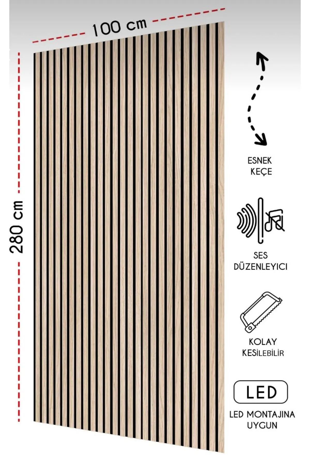 ALPLOG Mdf Ahşap Akustik Duvar ve Tavan Kaplama Paneli 100x280 cm