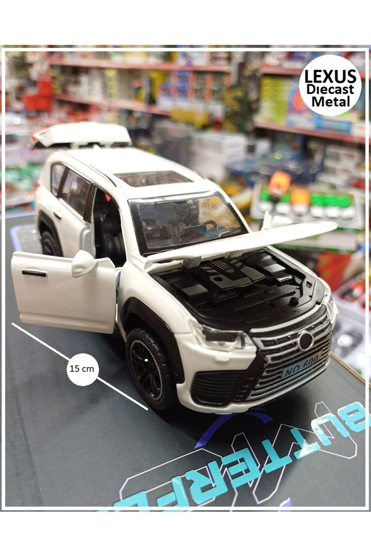 OYUNCAKSAHİLİ LEXUS JİP DİECAST TARZI METAL ARABA KAPILAR BAGAJ MOTOR KAPUTU AÇILIR ÇEKBIRAK SESLİ JİP