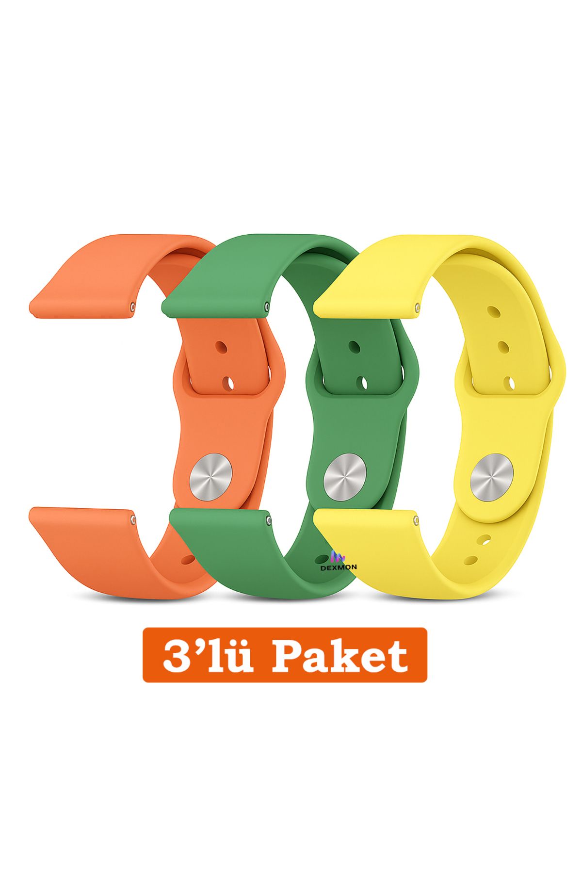 Dexmon Huawei Watch 3 GT GT2 GT2e GT3 GT4 GT5 Pro SE Elite 46mm Uyumlu 22mm 3'lü Paket Silikon Kordon Seti