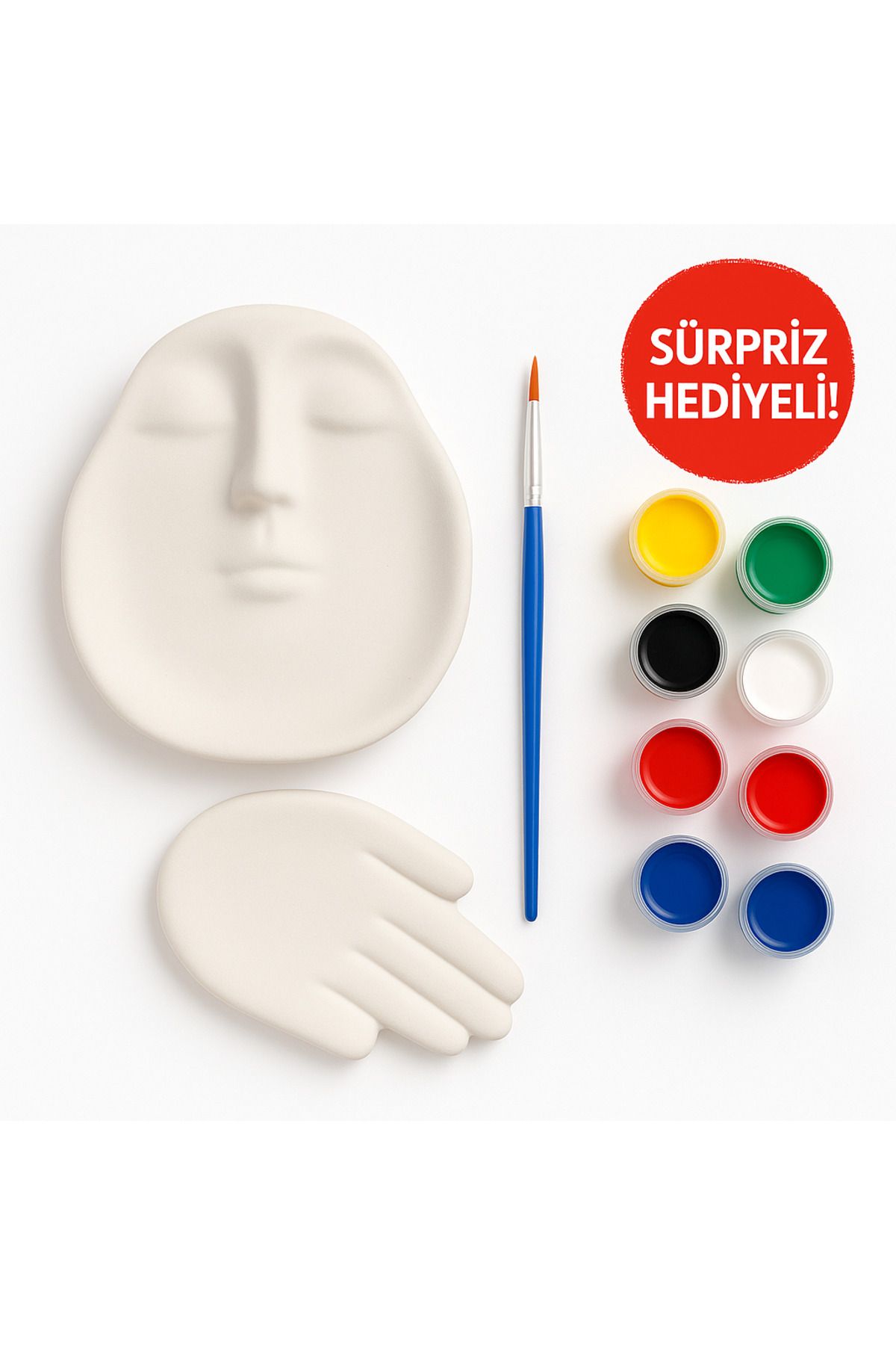 WeSank Seramik Boyama Seti – Yüz & El Tabak + 5 Akrilik Renk + Fırça