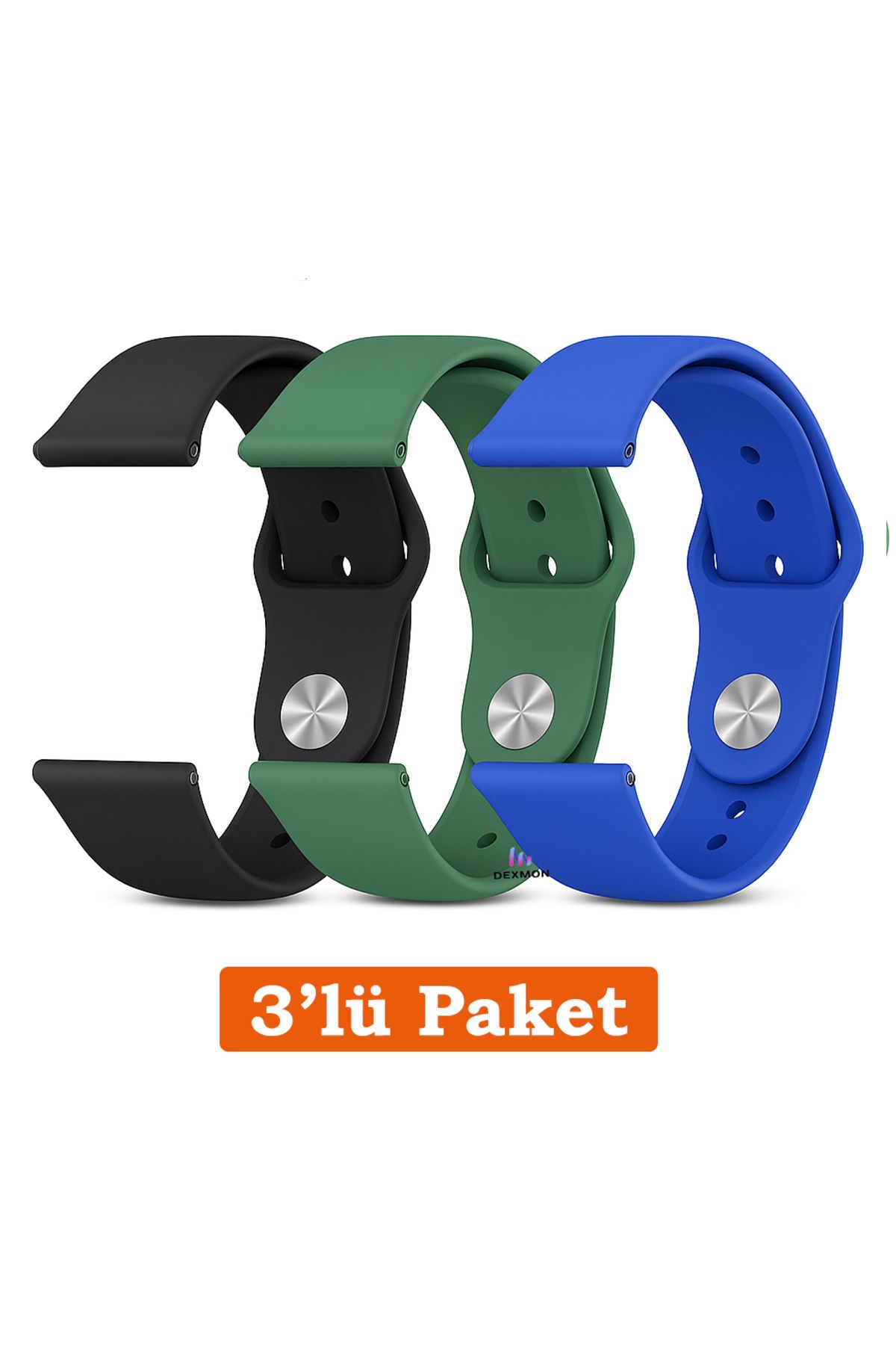 Dexmon Huawei Watch 3 GT GT2 GT2e GT3 GT4 GT5 Pro SE Elite 46mm Uyumlu 22mm 3'lü Paket Silikon Kordon Seti