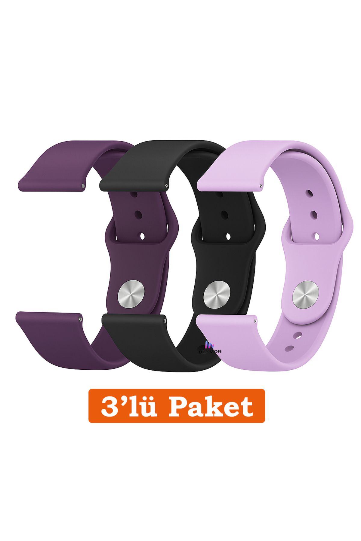 Dexmon Huawei Watch 3 GT GT2 GT2e GT3 GT4 GT5 Pro SE Elite 46mm Uyumlu 22mm 3'lü Paket Silikon Kordon Seti