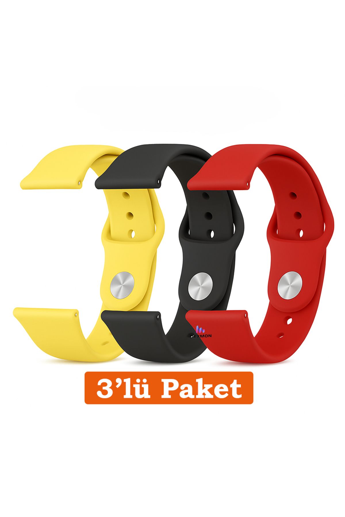Dexmon Huawei Watch 3 GT GT2 GT2e GT3 GT4 GT5 Pro SE Elite 46mm Uyumlu 22mm 3'lü Paket Silikon Kordon Seti