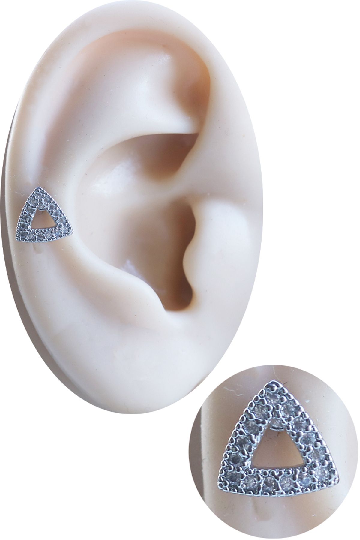 Cadının Dükkanı Zirkon Taşlı Üçgen Tragus-Helix-Kıkırdak Piercing