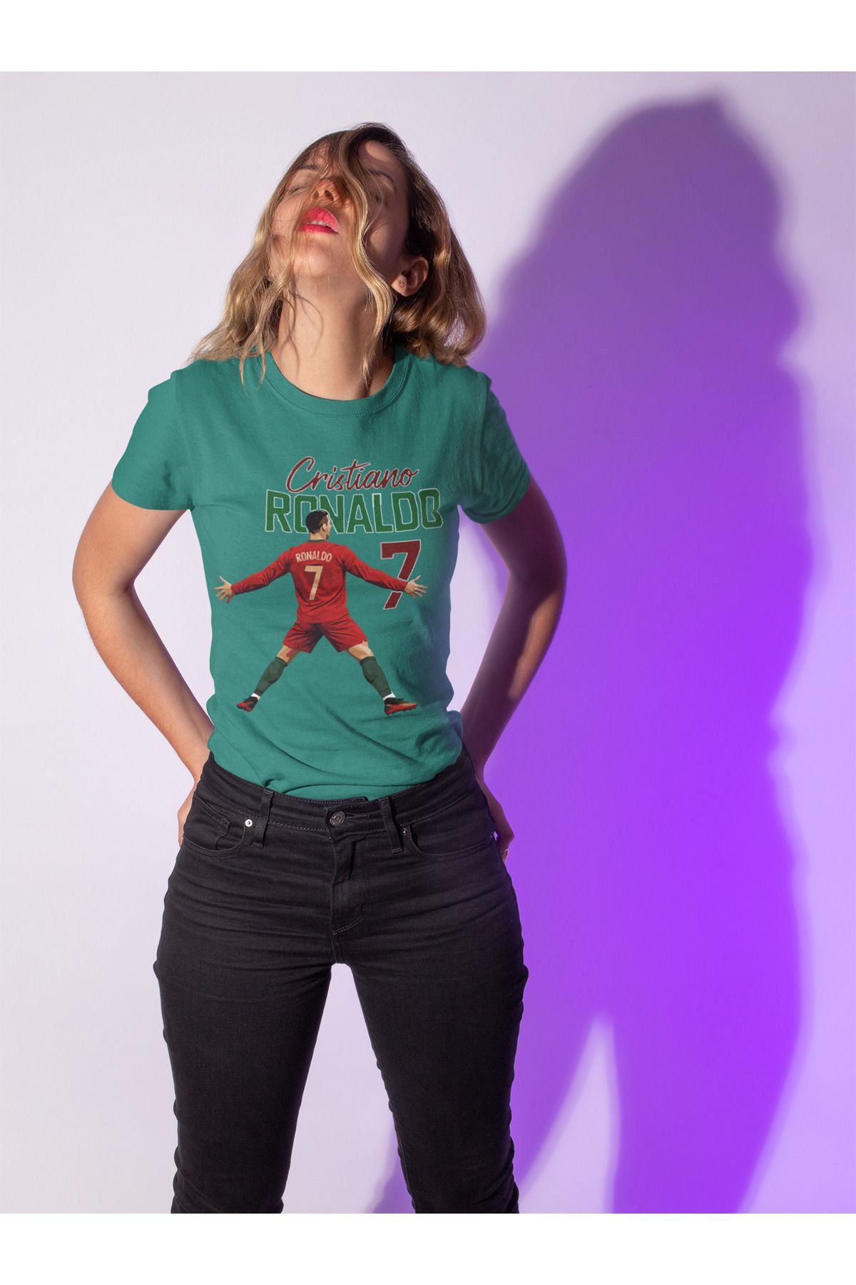 Biy Store Cristiano Ronaldo efsane karikatür futbol forma baskılı unisex kısa kollu erkek tişört kadın t-shirt