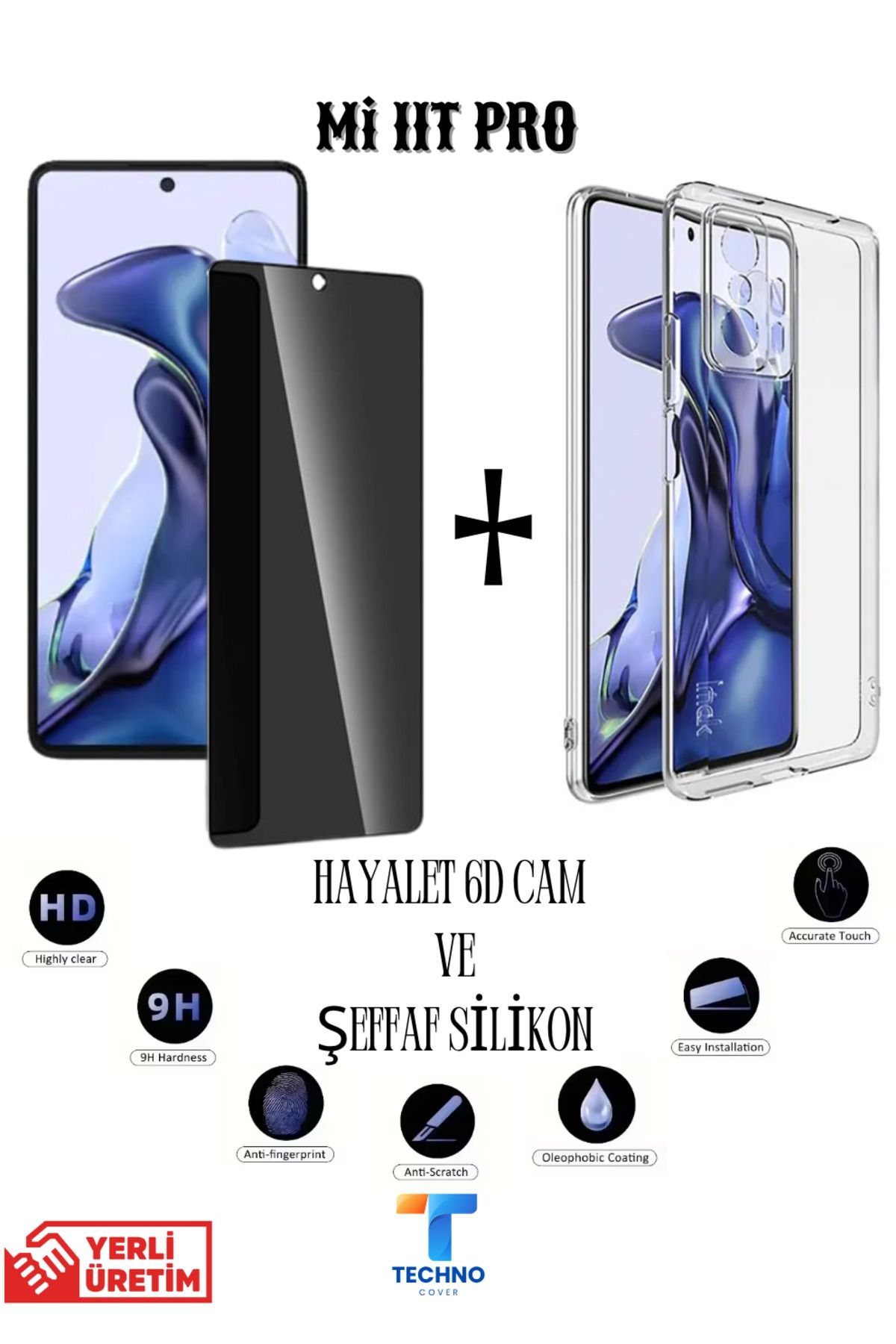 tcover Mi 11T Pro Hayalet Ekran Koruyucu ve Şeffaf Kılıf 2li Avantajlı Paket