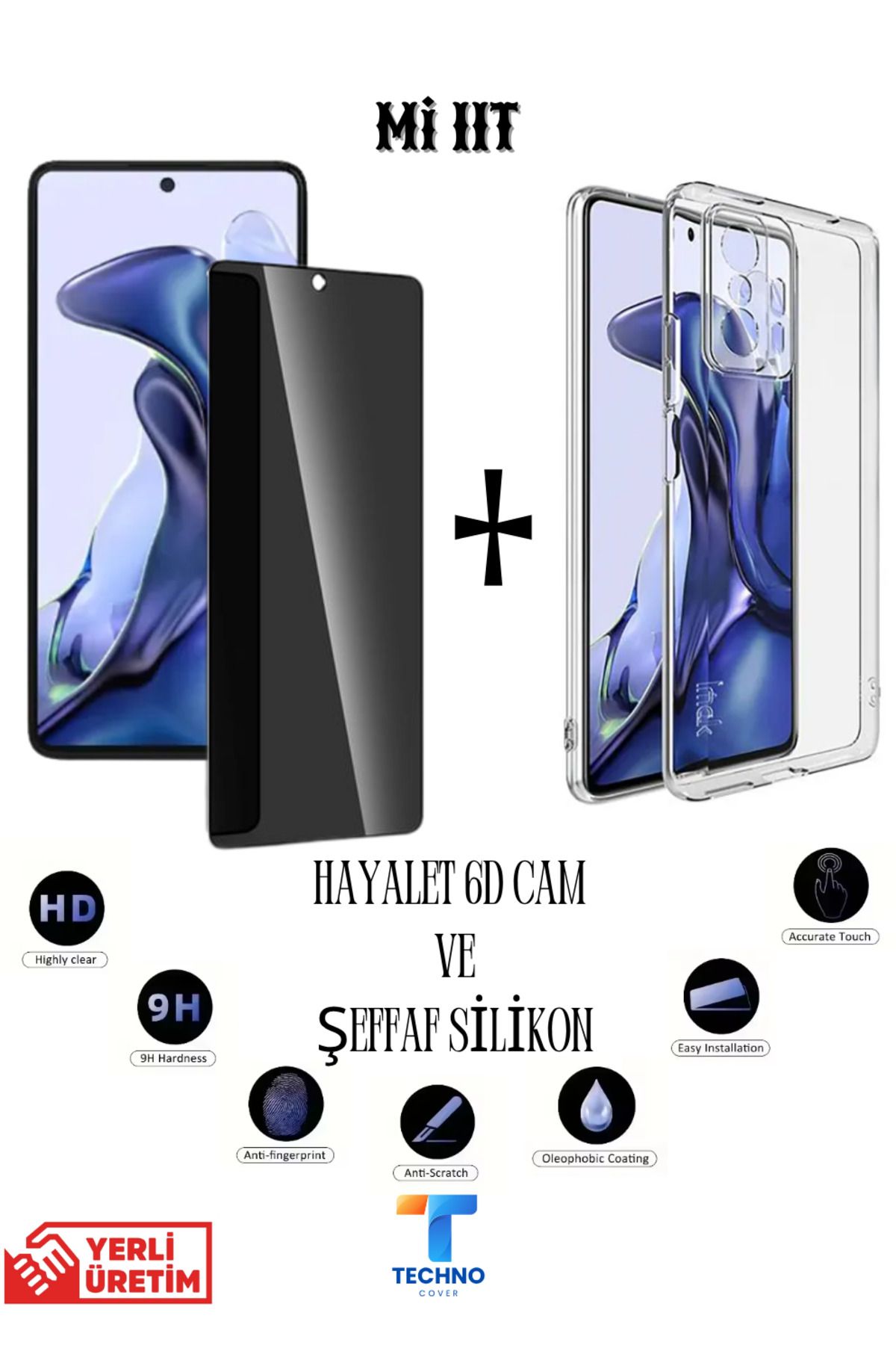 tcover Mi 11T Hayalet Ekran Koruyucu ve Şeffaf Kılıf 2li Avantajlı Paket