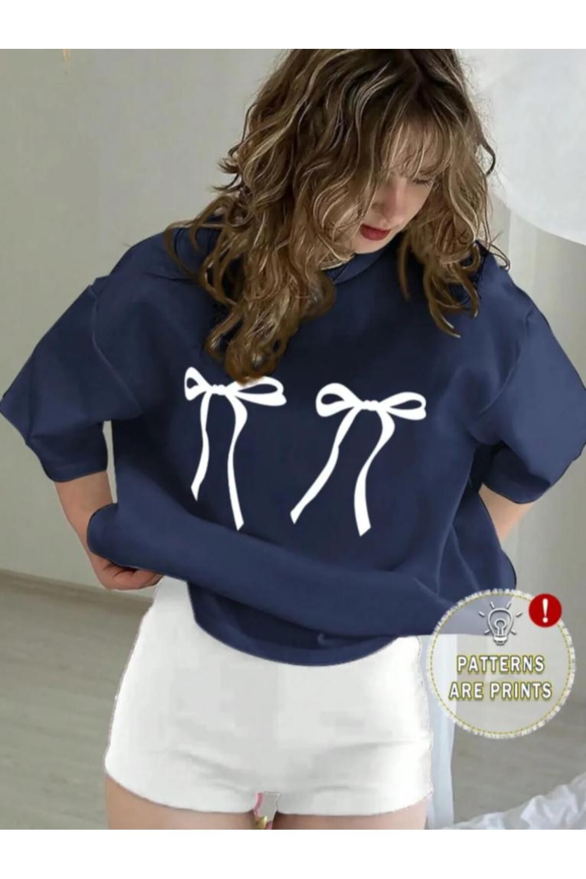 Framgan Unisex Erkek/Kadın KURDELE Renkli Özel Baskılı Oversize Pamuklu Bisiklet Yaka T-Shirt Tişört
