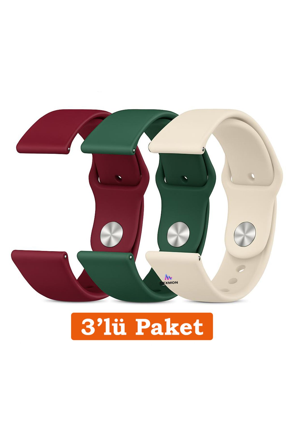 Dexmon Huawei Watch 3 GT GT2 GT2e GT3 GT4 GT5 Pro SE Elite 46mm Uyumlu 22mm 3'lü Paket Silikon Kordon Seti