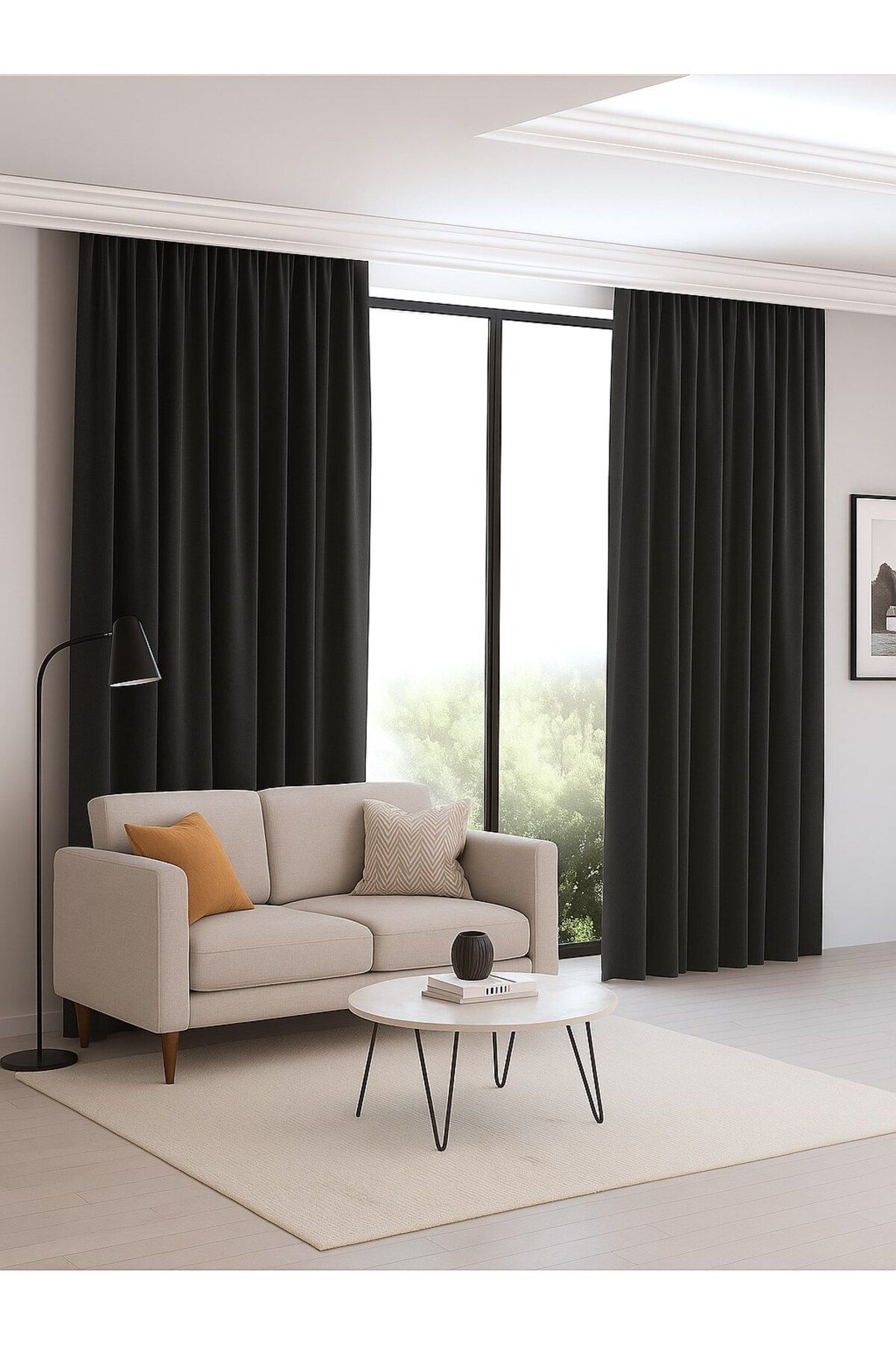 HZR Düz Renk Fon Perde 2 Parça 145cm x 245cm