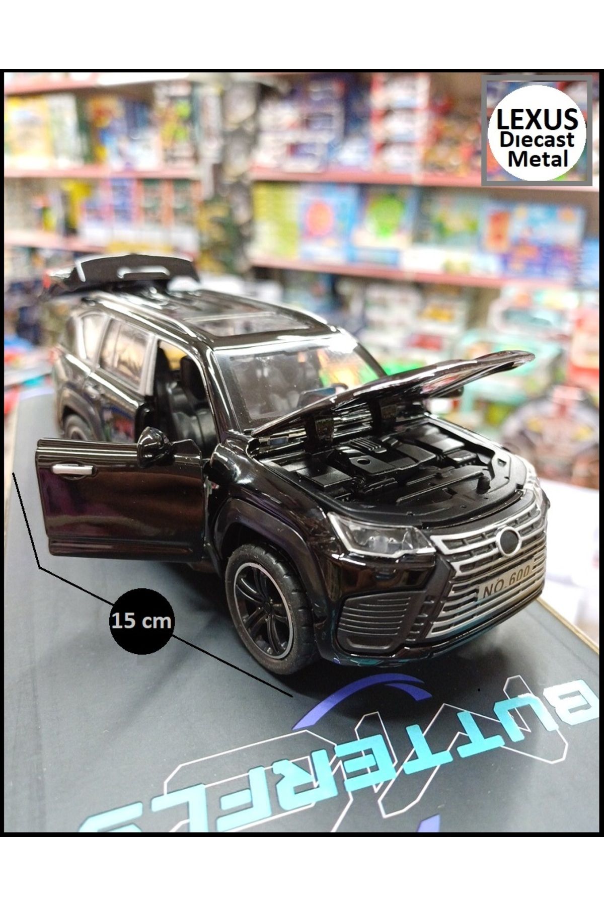 OYUNCAKSAHİLİ LEXUS JİP DİECAST TARZI METAL ARABA KAPILAR BAGAJ KAPUT AÇILIR ÇEKBIRAK SESLİ JİP BLACK