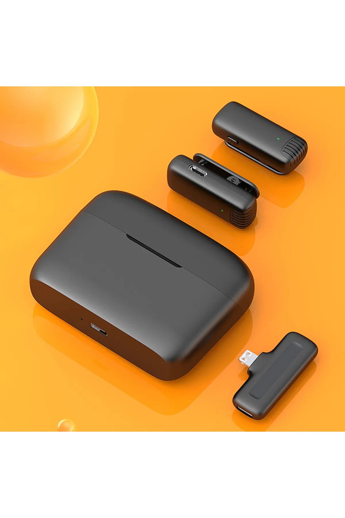 OBRAX İkili Lightning Sadece Eski Iphone Uyumlu Kablosuz Yaka Mikrofonu Şarj Kutulu Gürültü Azaltma