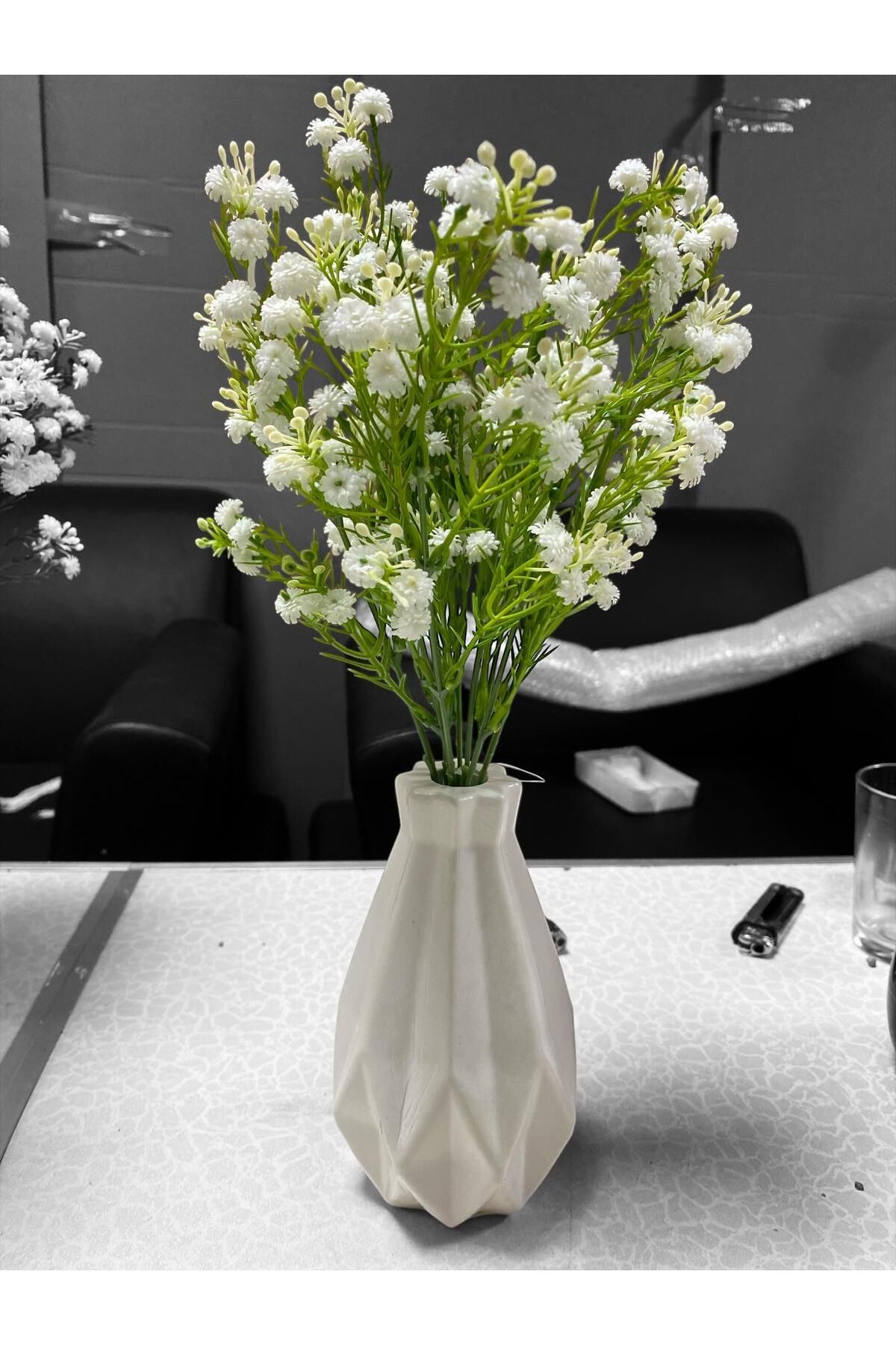 florasepeti yapay çiçek vazo+ 2 demet çiçek 40 cm
