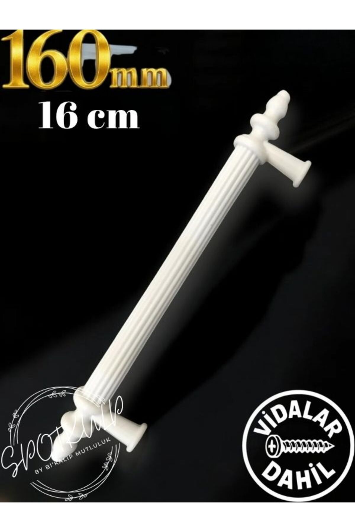spotkulp 160 mm BEYAZ SERT PLASTİK KUMRU MODEL MOBİLYA KULPLARI-MUTFAK, ÇEKMECE, DOLAP KULPLARI