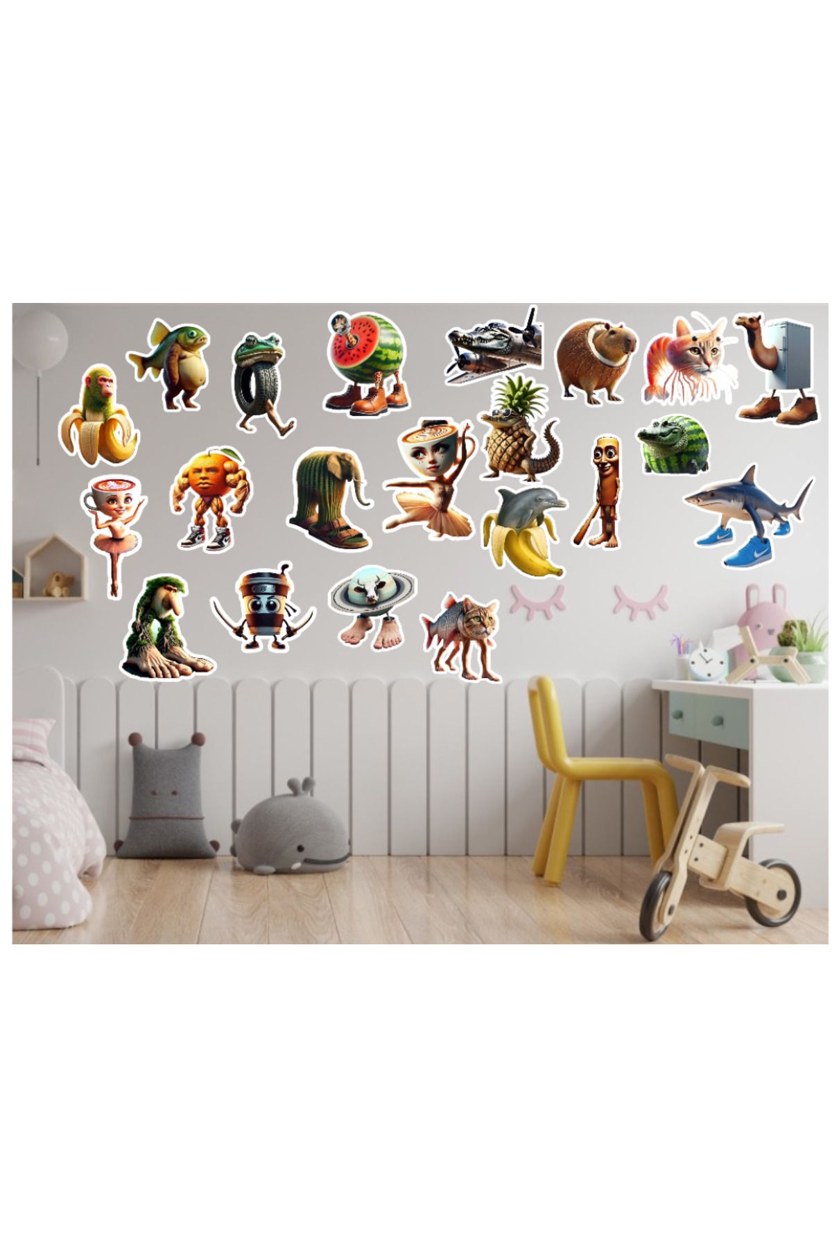 MS Major Selection Italian Brainrot Sticker Seti – 21 Parça | 9–14 cm | Çocuk Odası & Yüzey Süsü