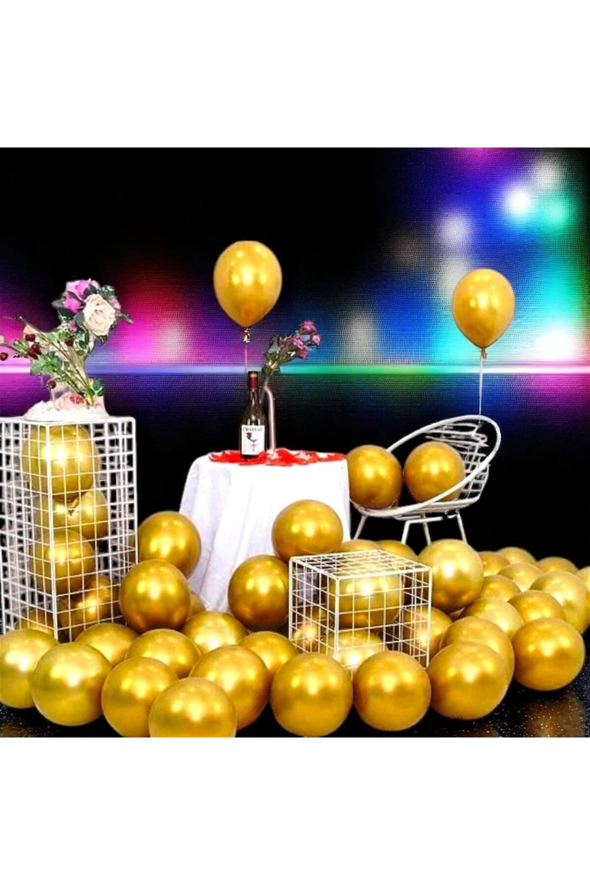 Kuzey ULTRA YÜKSEK KALİTE 50 ADET GOLD KROM BALON AYNALI BALON PARLAK BALON METALİK BALON KROM GOLD BALON