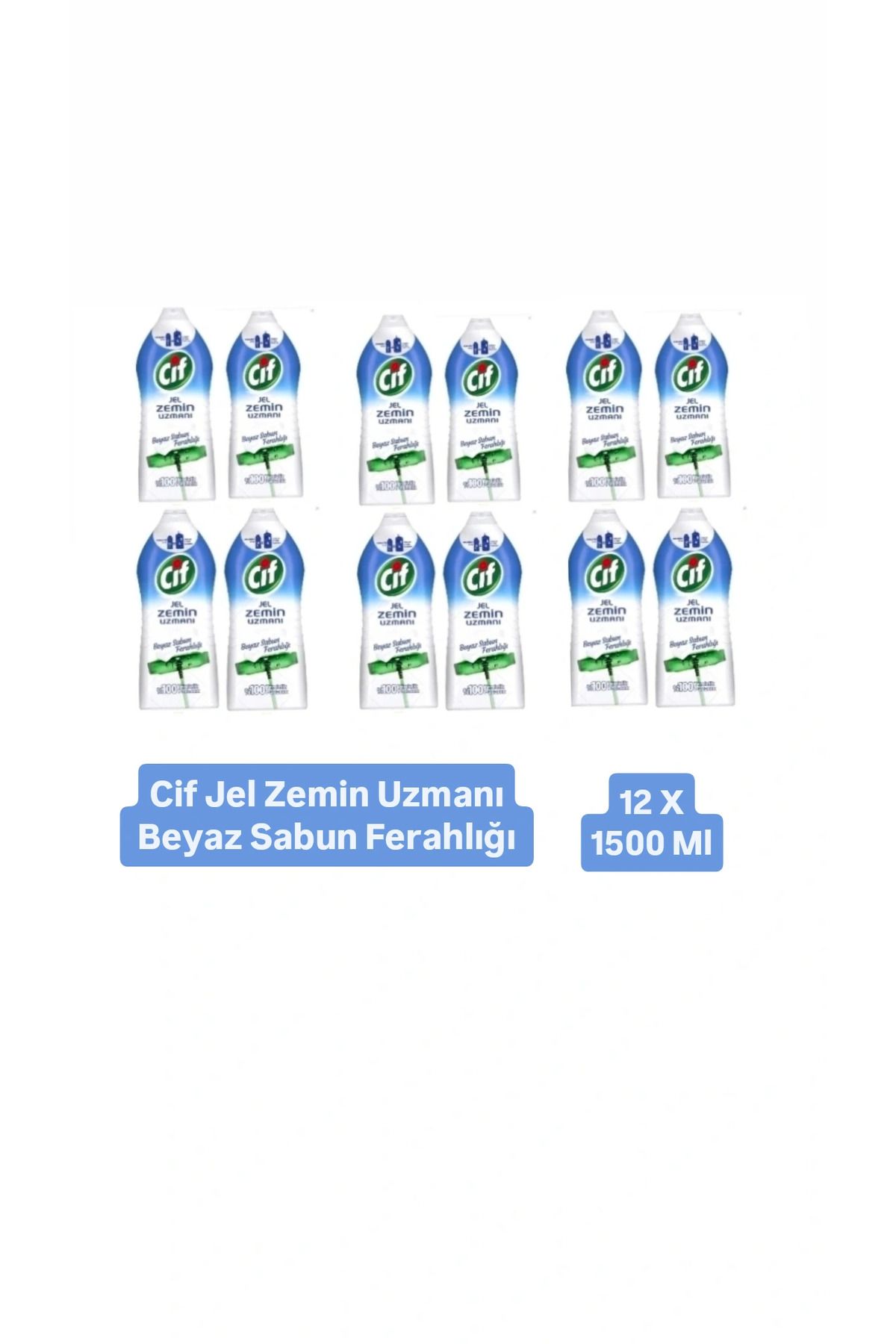 Cif Jel Zemin Uzmanı Yüzey Temizleyici Beyaz Sabun Ferahlığı 1500 Ml 12 Adet