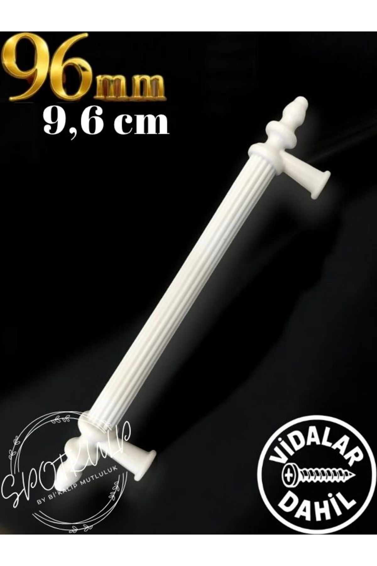 spotkulp 96 mm BEYAZ SERT PLASTİK KUMRU MODEL MOBİLYA KULPLARI-MUTFAK, ÇEKMECE, DOLAP KULPLARI
